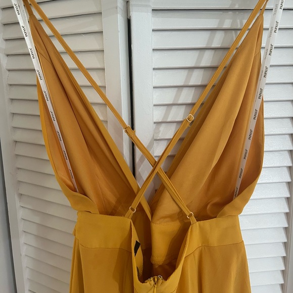 Papaya Mustard V-Neck Maxi Jumpsuit with Waist Tie - Picture 10 of 10